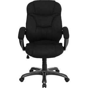 image:imageFlash Furniture Jessie High Back Black LeatherSoft Contemporary Executive Swivel Ergonomic Office Chair with Silver Nylon Base and ArmsBlack Microfiber