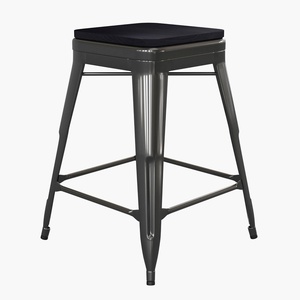 image:imageFlash Furniture Kai Commercial Grade IndoorOutdoor Bar Height Stool  Black Metal Frame  Black Poly Resin Seat  30 High  BacklessBlackBlack