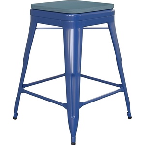 image:imageFlash Furniture Kai Commercial Grade IndoorOutdoor Bar Height Stool  Black Metal Frame  Black Poly Resin Seat  30 High  BacklessBlueTealblue