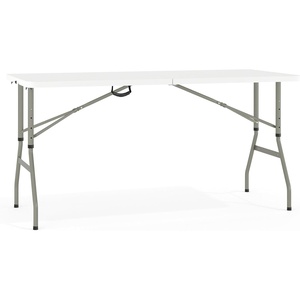 image:imageFlash Furniture Kathryn 5 Rectangular Plastic Folding Event Table with Carrying Handle BiFold Portable Banquet Table for IndoorOutdoor Events White 2725D x 60W x 34H