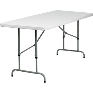 image:imageFlash Furniture Kathryn 6 Rectangular Adjustable Plastic Folding Event Table Folding Portable Banquet Table for IndoorOutdoor Events White