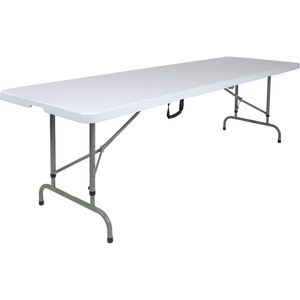 image:imageFlash Furniture Kathryn 8 Rectangular Adjustable Plastic Folding Event Table with Carrying Handle BiFold Table for IndoorOutdoor Events White
