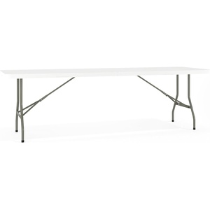 image:imageFlash Furniture Kathryn 8 Rectangular Plastic Folding Event Table with Carrying Handle BiFold Portable Banquet Table for IndoorOutdoor Events Granite White 30W x 96L