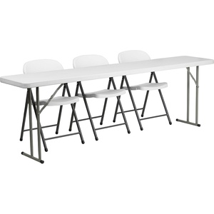 image:imageFlash Furniture Kathryn 8Foot Plastic Folding Training Table Set with 3 White Plastic Folding Chairs