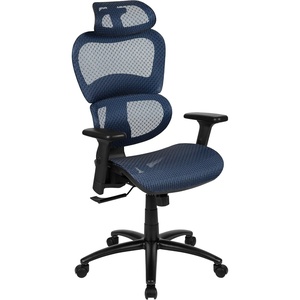 image:imageFlash Furniture LO Ergonomic Mesh Office Chair with 2to1 SynchroTilt Adjustable Headrest Lumbar Support and Adjustable Pivot Arms in Blue