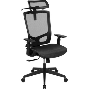 image:imageFlash Furniture Layla Ergonomic Mesh Office Chair with SynchroTilt Pivot Adjustable Headrest Lumbar Support Coat Hanger and Adjustable Arms in Black