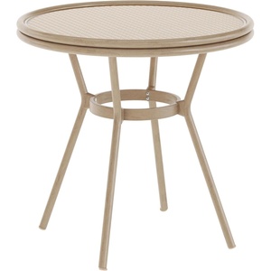 image:imageFlash Furniture Lourdes IndoorOutdoor Commercial Bistro Table  Tempered Glass Top  PE Rattan  Natural Bamboo Print Aluminum Frame  315  BlackWhiteNatural  White RattanLight Natural Frame