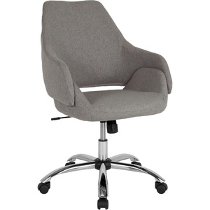 image:imageFlash Furniture Madrid Home and Office Upholstered MidBack Chair in White LeatherSoftLight Gray Fabric