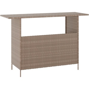 image:imageFlash Furniture Marco IndoorOutdoor Patio Bar Counter Table AllWeather Wicker Rattan Pattern 2 Shelves GrayBrown