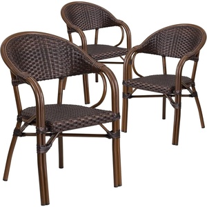 image:imageFlash Furniture Milano Series Dark Brown Rattan Restaurant Patio Chair with Red BambooAluminum FrameBark Brown RattanRed Bambooaluminum Frame