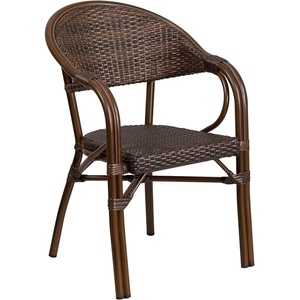 image:imageFlash Furniture Milano Series Dark Brown Rattan Restaurant Patio Chair with Red BambooAluminum FrameCocoa RattanBambooaluminum Frame