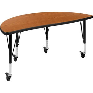 image:imageFlash Furniture Mobile 475 Half Circle Wave Collaborative Grey Thermal Laminate Activity Table  Height Adjustable Short LegsOak