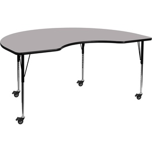 image:imageFlash Furniture Mobile 48W x 72L Kidney Red Thermal Laminate Activity Table  Standard Height Adjustable LegsGrey