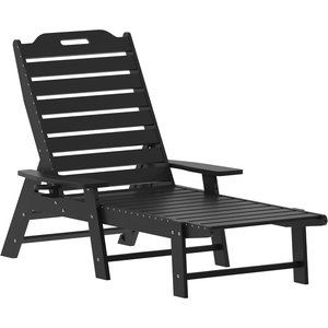 image:imageFlash Furniture Monterey Adjustable Adirondack Lounger with Cup Holder AllWeather IndoorOutdoor HDPE Lounge Chair GrayBlack