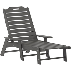 image:imageFlash Furniture Monterey Adjustable Adirondack Lounger with Cup Holder AllWeather IndoorOutdoor HDPE Lounge Chair GrayGrey