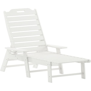 image:imageFlash Furniture Monterey Adjustable Adirondack Lounger with Cup Holder AllWeather IndoorOutdoor HDPE Lounge Chair GrayWhite