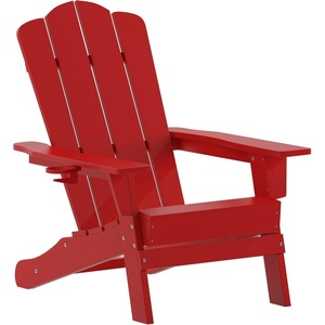 image:imageFlash Furniture Newport Adirondack Chairs with Cup Holders Weather Resistant Poly Resin Adirondack Chairs Set of 2 RedRed