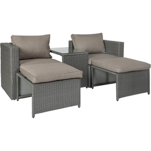 image:imageFlash Furniture Nico IndoorOutdoor Modular Loveseat Sofa Set Tempered Glass Top Table Comfortable Ottomans Versatile Sofa SetUps GrayNaturalBeige FabricGray Frame
