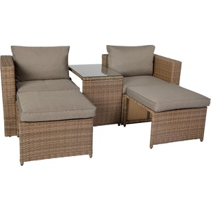 image:imageFlash Furniture Nico IndoorOutdoor Modular Loveseat Sofa Set Tempered Glass Top Table Comfortable Ottomans Versatile Sofa SetUps GrayNaturalGray FabricNatural Frame
