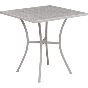 image:imageFlash Furniture Oia 28 Commercial Grade Steel Patio Table Modern Square Rain Flower Design Outdoor Dining Table BlackLight Gray