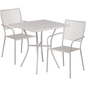 image:imageFlash Furniture Oia Commercial Grade 28 Square Black IndoorOutdoor Steel Patio Table Set with 2 Square Back ChairsLight Gray