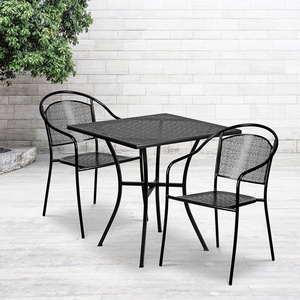 image:imageFlash Furniture Oia Commercial Grade 355 Square Black IndoorOutdoor Steel Patio Table Set with 2 Round Back ChairsBlack