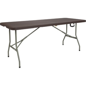 image:imageFlash Furniture Park Commercial Grade 6Foot BiFold Brown Rattan Plastic Folding TableBrown