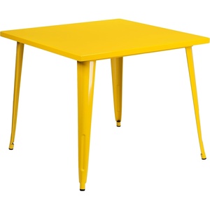 image:imageFlash Furniture Parker Commercial Grade 355 Square Black Metal IndoorOutdoor TableYellow