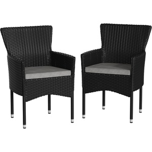 image:imageFlash Furniture Peregrine 7 Piece Outdoor Patio Dining Set  Space Saving Black Wicker Modular Chairs amp Cream CushionsNatural Finish Acacia Wood TableSeating for 6BlackGray