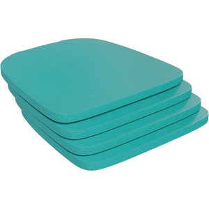 image:imageFlash Furniture Perry Set of 4 Poly Resin Wood Seat  Mint Polystyrene  Rounded Edges for Comfort  For Colorful Metal Chairs and Stools  IndoorOutdoorMint
