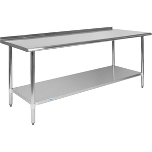 image:imageFlash Furniture Reader Stainless Steel 18 Gauge Prep and Work Table with 15 Backsplash and Undershelf  NSF Certified  72W x 30D x 36H