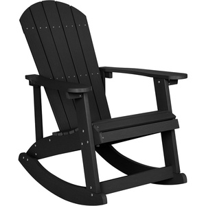 image:imageFlash Furniture Savannah Poly Resin Wood Adirondack Rocking Chair  All Weather Black Polystyrene  Stainless Steel Hardware  Set of 2Black