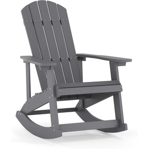 image:imageFlash Furniture Savannah Poly Resin Wood Adirondack Rocking Chair  All Weather Black Polystyrene  Stainless Steel Hardware  Set of 2Grey