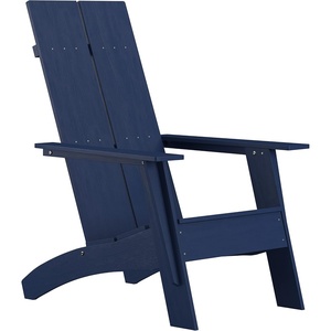 image:imageFlash Furniture Sawyer Modern Commercial 2Slat Back Adirondack Chair  Black Commercial AllWeather Poly Resin Lounge ChairNavy