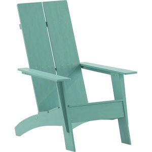 image:imageFlash Furniture Sawyer Modern Commercial 2Slat Back Adirondack Chair  Black Commercial AllWeather Poly Resin Lounge ChairSea Foam