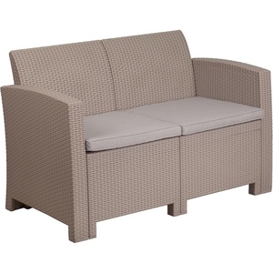 image:imageFlash Furniture Seneca Dark Gray Faux Rattan Loveseat with AllWeather Seneca Light Gray CushionsLight Gray
