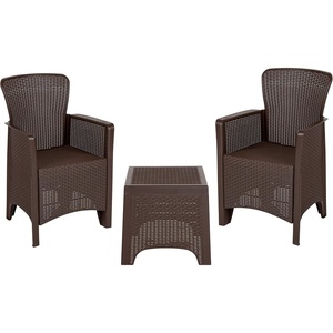 image:imageFlash Furniture Seneca Dark Gray Faux Rattan Plastic Chair Set with Matching Side TableChocolate