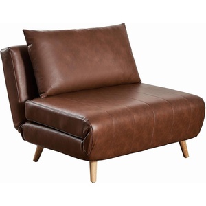 image:imageFlash Furniture Shaw TriFold Convertible Sleeper Chair with Pillow 3in1 Multifunctional Adjustable Sleeper Channel Stitching Hideaway Legs Brown LeatherSoftBrown
