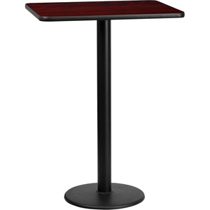 image:imageFlash Furniture Stiles 24 x 30 Rectangular Mahogany Laminate Table Top with 18 Round Bar Height Table BaseMahogany