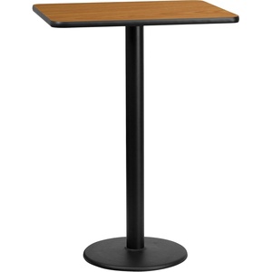 image:imageFlash Furniture Stiles 24 x 30 Rectangular Mahogany Laminate Table Top with 18 Round Bar Height Table BaseNatural