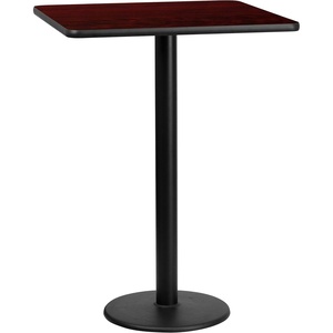 image:imageFlash Furniture Stiles 30 Square Black Laminate Table Top with 18 Round Bar Height Table BaseMahogany