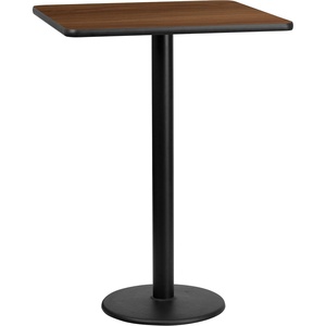 image:imageFlash Furniture Stiles 30 Square Black Laminate Table Top with 18 Round Bar Height Table BaseWalnut