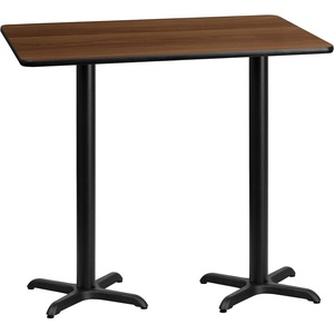 image:imageFlash Furniture Stiles 30 x 60 Rectangular Black Laminate Table Top with 22 x 22 Bar Height Table BasesWalnut