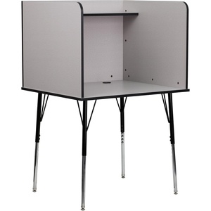image:imageFlash Furniture Study Carrel with Adjustable Legs and Top Shelf in Nebula Grey Finish