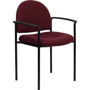 image:imageFlash Furniture Tiffany Side Reception Chair with Padded Armrests Stackable Vinyl Waiting Room Chair for Commercial or Residential Use BlackBurgundy Fabric