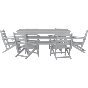 image:imageFlash Furniture Tolleson IndoorOutdoor Adirondack Dining Set Commercial Grade Recycled HDPE 72 Rectangle Dining Table and 6 Chairs with Cupholders 7 PC BlackGrey