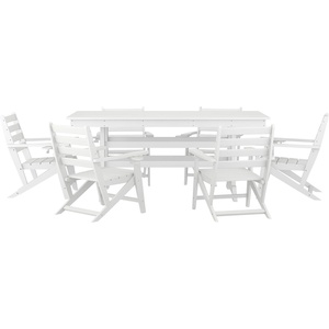 image:imageFlash Furniture Tolleson IndoorOutdoor Adirondack Dining Set Commercial Grade Recycled HDPE 72 Rectangle Dining Table and 6 Chairs with Cupholders 7 PC BlackWhite