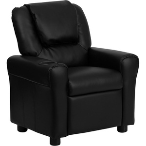 image:imageFlash Furniture Vana LeatherSoft Kids Recliner with Cup Holder Headrest and Safety Recline Contemporary Reclining Chair for Kids Supports up to 90 lbs BrownBlack Leathersoft