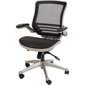 image:imageFlash Furniture Warfield MidBack Transparent Black Mesh Executive Swivel Office Chair with Black Frame and FlipUp ArmsBlack MeshGraphite Silver Frame