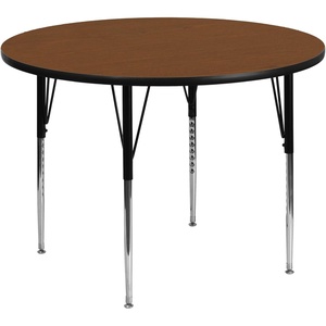 image:imageFlash Furniture Wren 42 Round Grey HP Laminate Activity Table  Standard Height Adjustable LegsOak